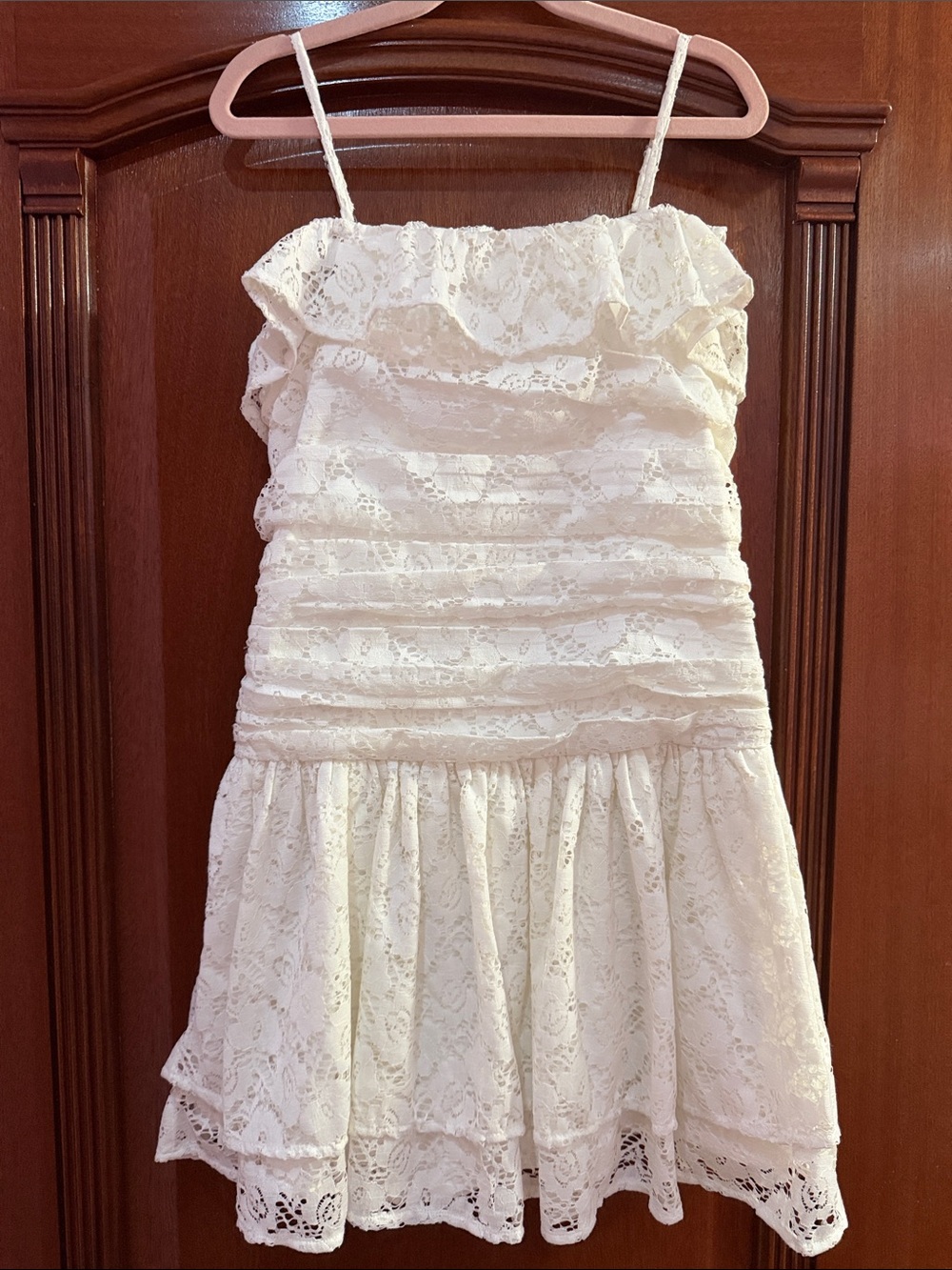 abercrombie kids White Lace Ruffle Dress
